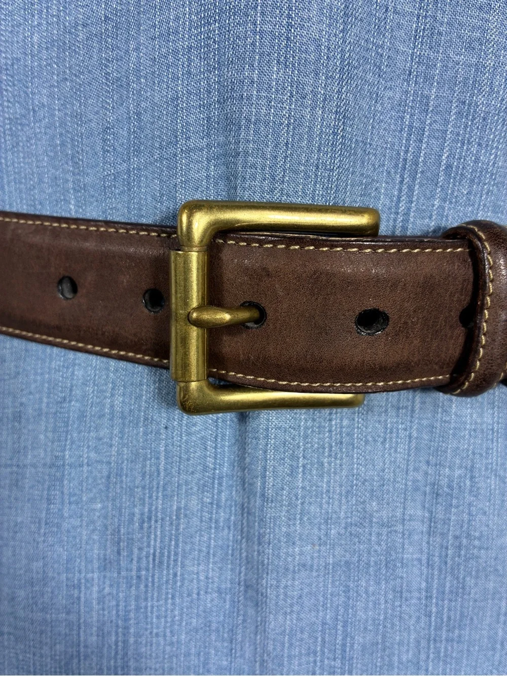 Jos. A. Bank Mens Brown Leather Belt Sz 36 with Solid Brass Buckle